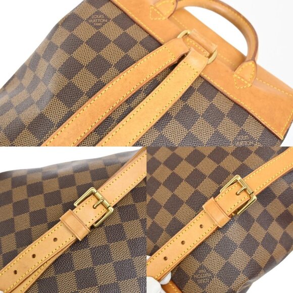 LOUIS VUITTON Logo Soho Backpack Bag Damier Ebene Leather Brown - Picture 9 of 16